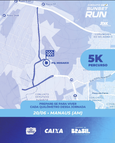Percurso 5KM de CIRCUITO CAIXA SUNSET RUN - ETAPA MANAUS